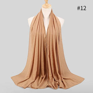 2020 New Product Diamond chiffon Women Long Hijab Scarf Muslim Lady Hijab Caps Islam Clothing Turkish Turban Shawl Headscarves - hameshasastastore