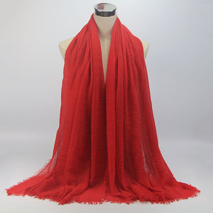 wholesale price 70*180cm women muslim crinkle hijab scarf femme musulman soft cotton headscarf islamic hijab shawls and wraps - hameshasastastore