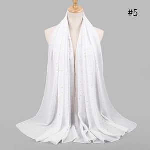 2020 New Product Diamond chiffon Women Long Hijab Scarf Muslim Lady Hijab Caps Islam Clothing Turkish Turban Shawl Headscarves - hameshasastastore