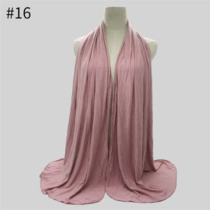 Multicolor Soft Cotton Muslim Headscarf Instant Jersey Hijab Full Cover Cap Wrap Scarf Islamic Shawls Women Turban Head Scarves - hameshasastastore