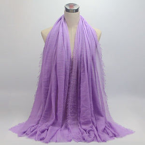 wholesale price 70*180cm women muslim crinkle hijab scarf femme musulman soft cotton headscarf islamic hijab shawls and wraps - hameshasastastore