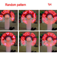 Load image into Gallery viewer, Mini Handheld Fan Gadgets Flashing I Love You LED Cooler Desktop Cooling Gift Fan batteries power Messages - hameshasastastore
