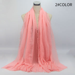 wholesale price 70*180cm women muslim crinkle hijab scarf femme musulman soft cotton headscarf islamic hijab shawls and wraps - hameshasastastore