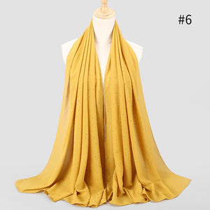 2020 New Product Diamond chiffon Women Long Hijab Scarf Muslim Lady Hijab Caps Islam Clothing Turkish Turban Shawl Headscarves - hameshasastastore