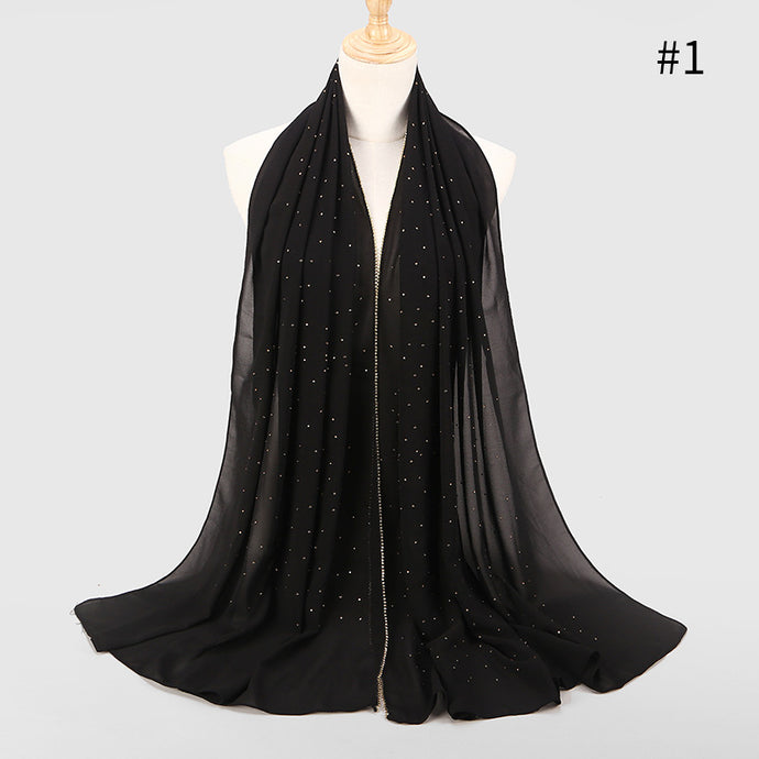 2020 New Product Diamond chiffon Women Long Hijab Scarf Muslim Lady Hijab Caps Islam Clothing Turkish Turban Shawl Headscarves - hameshasastastore