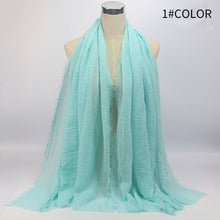 Load image into Gallery viewer, wholesale price 70*180cm women muslim crinkle hijab scarf femme musulman soft cotton headscarf islamic hijab shawls and wraps - hameshasastastore