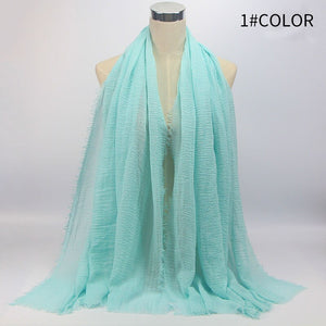 wholesale price 70*180cm women muslim crinkle hijab scarf femme musulman soft cotton headscarf islamic hijab shawls and wraps - hameshasastastore