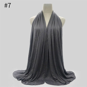 Multicolor Soft Cotton Muslim Headscarf Instant Jersey Hijab Full Cover Cap Wrap Scarf Islamic Shawls Women Turban Head Scarves - hameshasastastore