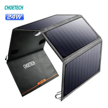 Load image into Gallery viewer, CHOETECH Solar Charger 24W Solar Panel 5V/2.4A Dual USB Auto Portable Phone Charge Detect Tech for iPhone for Xiaomi Huawei - hameshasastastore