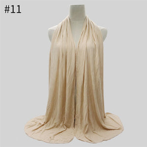Multicolor Soft Cotton Muslim Headscarf Instant Jersey Hijab Full Cover Cap Wrap Scarf Islamic Shawls Women Turban Head Scarves - hameshasastastore