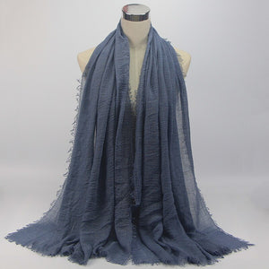 wholesale price 70*180cm women muslim crinkle hijab scarf femme musulman soft cotton headscarf islamic hijab shawls and wraps - hameshasastastore