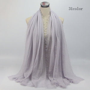 wholesale price 70*180cm women muslim crinkle hijab scarf femme musulman soft cotton headscarf islamic hijab shawls and wraps - hameshasastastore