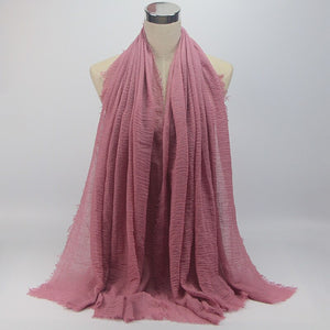 wholesale price 70*180cm women muslim crinkle hijab scarf femme musulman soft cotton headscarf islamic hijab shawls and wraps - hameshasastastore