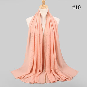 2020 New Product Diamond chiffon Women Long Hijab Scarf Muslim Lady Hijab Caps Islam Clothing Turkish Turban Shawl Headscarves - hameshasastastore