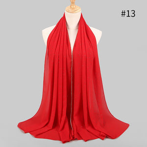 2020 New Product Diamond chiffon Women Long Hijab Scarf Muslim Lady Hijab Caps Islam Clothing Turkish Turban Shawl Headscarves - hameshasastastore