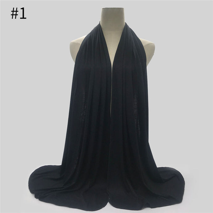 Multicolor Soft Cotton Muslim Headscarf Instant Jersey Hijab Full Cover Cap Wrap Scarf Islamic Shawls Women Turban Head Scarves - hameshasastastore