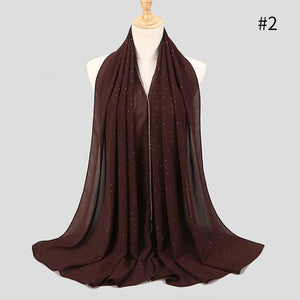 2020 New Product Diamond chiffon Women Long Hijab Scarf Muslim Lady Hijab Caps Islam Clothing Turkish Turban Shawl Headscarves - hameshasastastore
