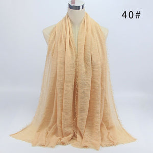 wholesale price 70*180cm women muslim crinkle hijab scarf femme musulman soft cotton headscarf islamic hijab shawls and wraps - hameshasastastore