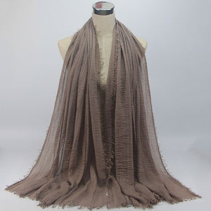 wholesale price 70*180cm women muslim crinkle hijab scarf femme musulman soft cotton headscarf islamic hijab shawls and wraps - hameshasastastore
