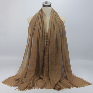 wholesale price 70*180cm women muslim crinkle hijab scarf femme musulman soft cotton headscarf islamic hijab shawls and wraps - hameshasastastore
