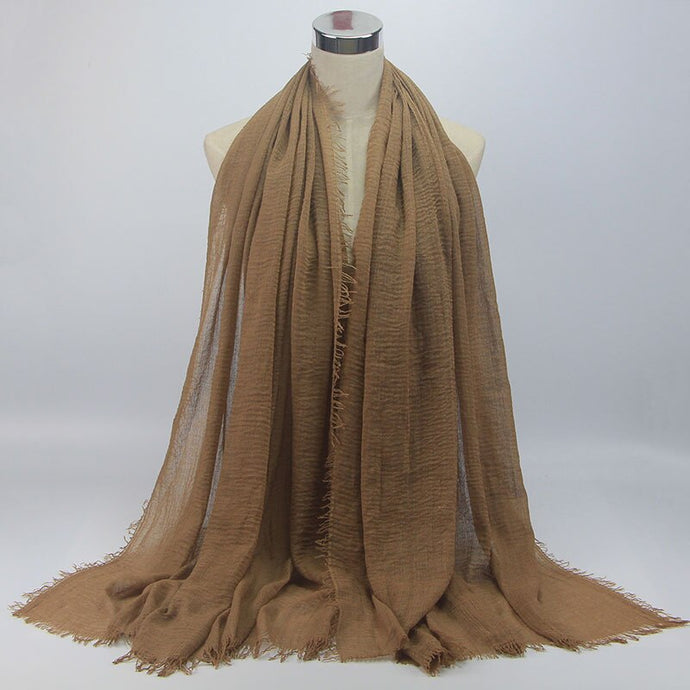 wholesale price 70*180cm women muslim crinkle hijab scarf femme musulman soft cotton headscarf islamic hijab shawls and wraps - hameshasastastore
