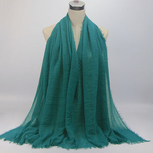 wholesale price 70*180cm women muslim crinkle hijab scarf femme musulman soft cotton headscarf islamic hijab shawls and wraps - hameshasastastore