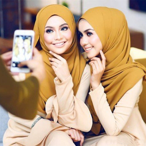 2019 Fashion Women Solid Chiffon Headscarf Ready To Wear Instant Hijab Scarf Muslim Shawl Islamic Hijabs Arab Wrap Head Scarves - hameshasastastore