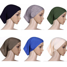 Load image into Gallery viewer, 2019 Newest Islamic Muslim Women&#39;s Head Scarf Cotton Underscarf Hijab Cover Headwrap Bonnet Plain Hijabs - hameshasastastore