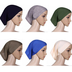 2019 Newest Islamic Muslim Women's Head Scarf Cotton Underscarf Hijab Cover Headwrap Bonnet Plain Hijabs - hameshasastastore
