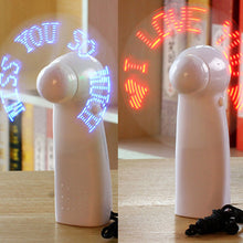 Load image into Gallery viewer, Mini Handheld Fan Gadgets Flashing I Love You LED Cooler Desktop Cooling Gift Fan batteries power Messages - hameshasastastore