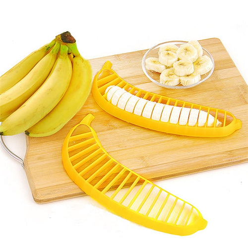 Kitchen Gadgets Plastic Banana Slicer Cutter Fruit Vegetable Tools Salad Maker Cooking Tools kitchen cut Banana chopper - hameshasastastore