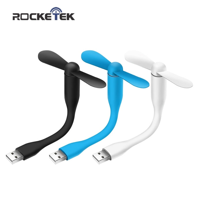 Rocketek Creative USB Fan Flexible Portable Mini Fan For Power Bank & Notebook & Computer Summer Gadgets - hameshasastastore