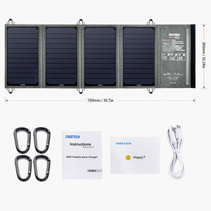 CHOETECH Solar Charger 24W Solar Panel 5V/2.4A Dual USB Auto Portable Phone Charge Detect Tech for iPhone for Xiaomi Huawei - hameshasastastore