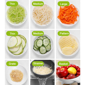 Multifunctional Vegetable Slicer Household Shredder Chip Grater Chopper Kitchen Tools Gadgets Vegetable Cutter Draining Basket - hameshasastastore