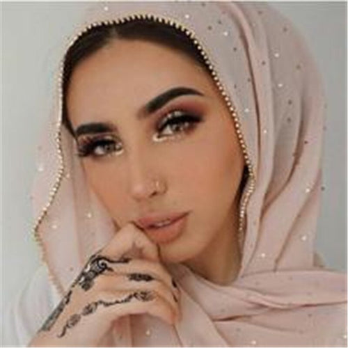 2020 New Product Diamond chiffon Women Long Hijab Scarf Muslim Lady Hijab Caps Islam Clothing Turkish Turban Shawl Headscarves - hameshasastastore