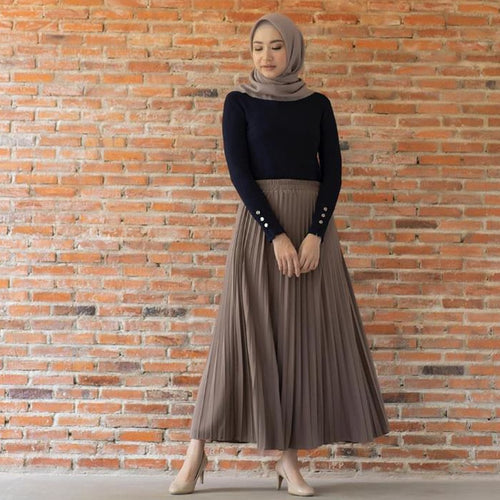 Muslim Pleated Abaya Fashion Muslim Skirt Jupe Musulman Clothing Women Long Skirt For Muslim - hameshasastastore